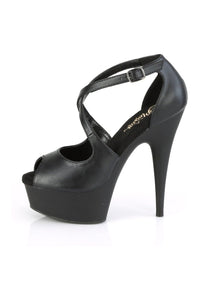 Pleaser DELIGHT-621 Exotic Sandal in Black Faux Leather