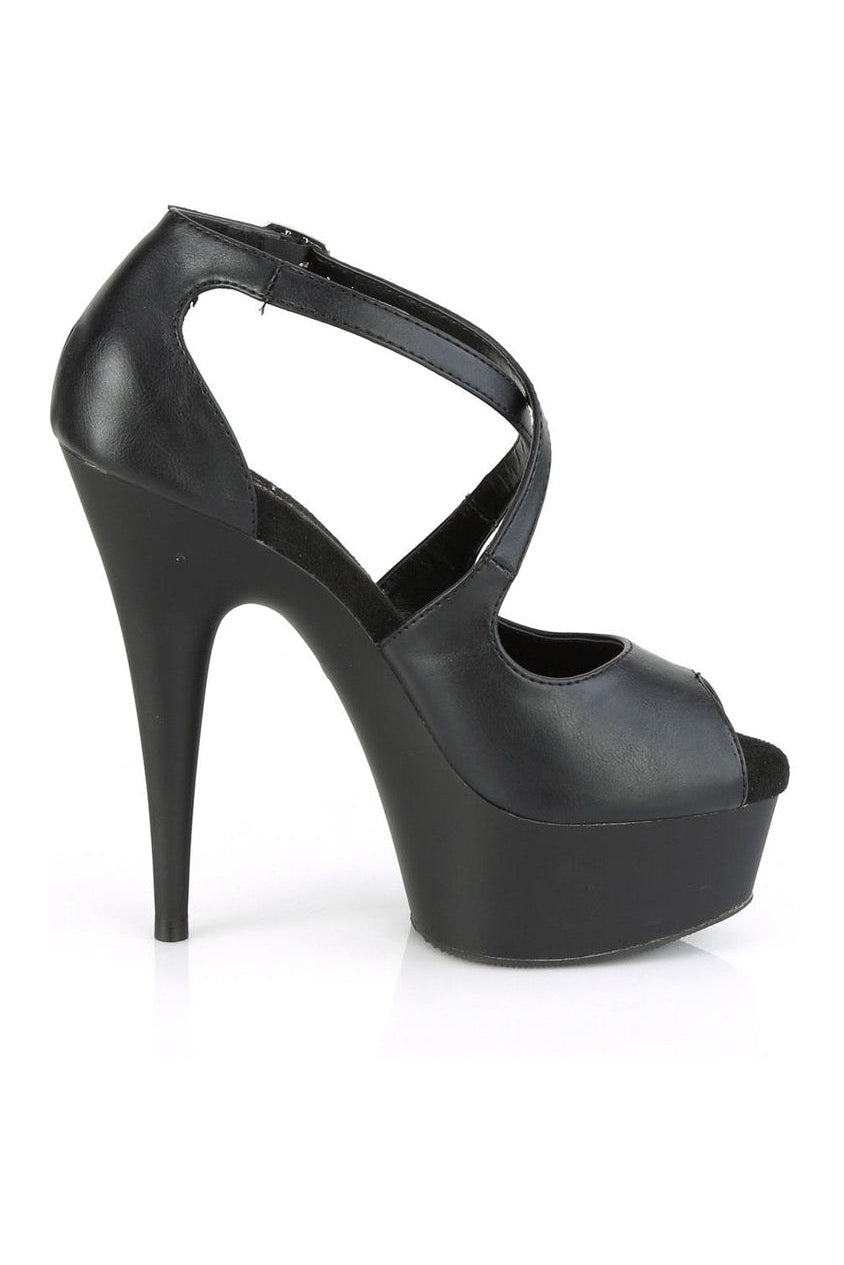 Pleaser DELIGHT-621 Exotic Sandal in Black Faux Leather