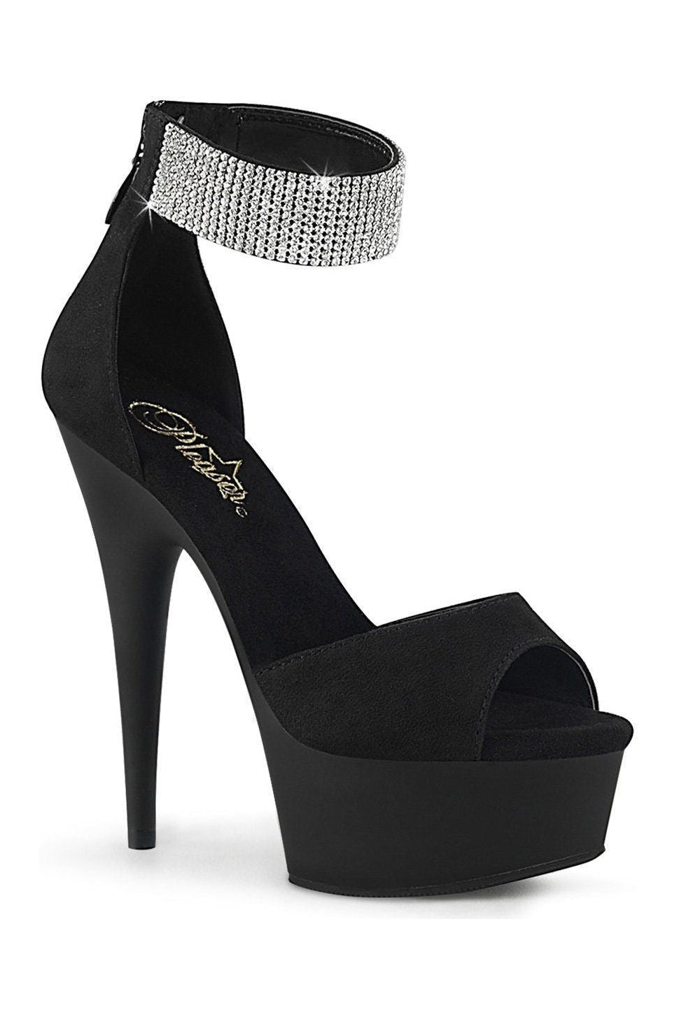 Pleaser DELIGHT-625 Exotic Sandal in Black Fabric from SexyShoes.com