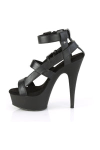 Pleaser DELIGHT-637 Exotic Sandal in Black Faux Leather
