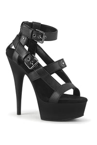 Pleaser DELIGHT-637 Exotic Sandal in Black Faux Leather from SexyShoes.com