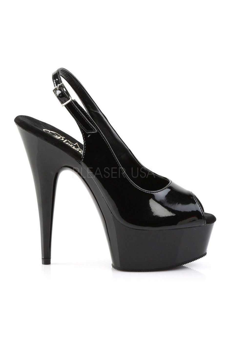 DELIGHT-654 Platform Sandal | Black Patent-Pleaser-Sandals-SEXYSHOES.COM