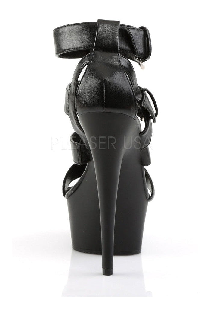 Pleaser DELIGHT-658 Platform Sandal in Black Faux Leather