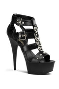DELIGHT-658 Platform Sandal  | Black Faux Leather
