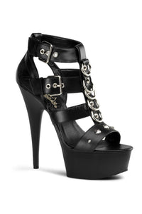 Pleaser DELIGHT-658 Platform Sandal in Black Faux Leather from SexyShoes.com