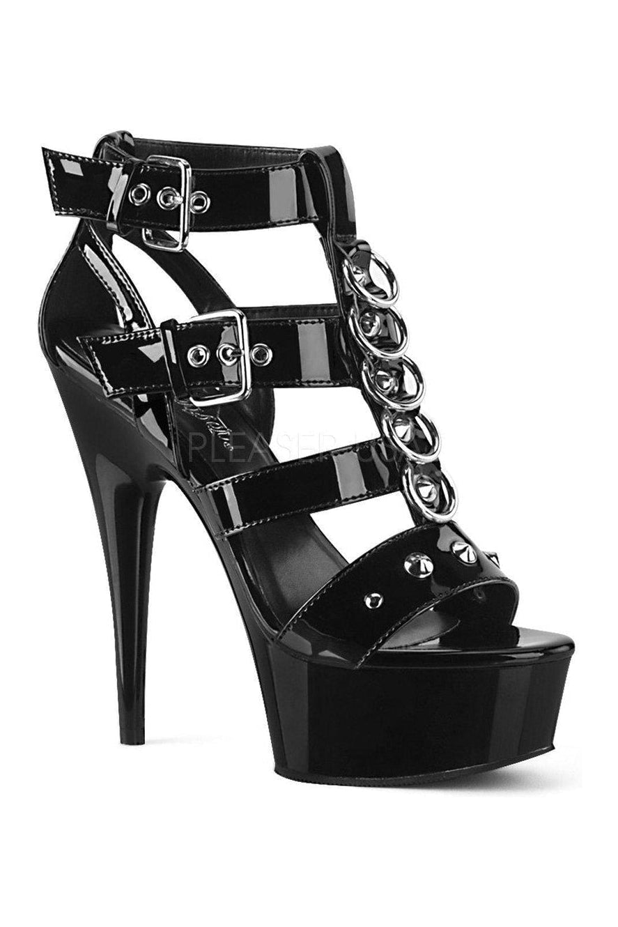 DELIGHT-658 Platform Sandal | Black Patent-Pleaser-SEXYSHOES.COM