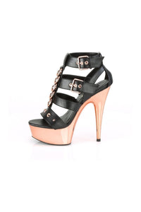 Pleaser DELIGHT-658 Exotic Sandal in Black Faux Leather