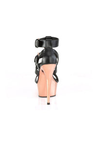 Pleaser DELIGHT-658 Exotic Sandal in Black Faux Leather