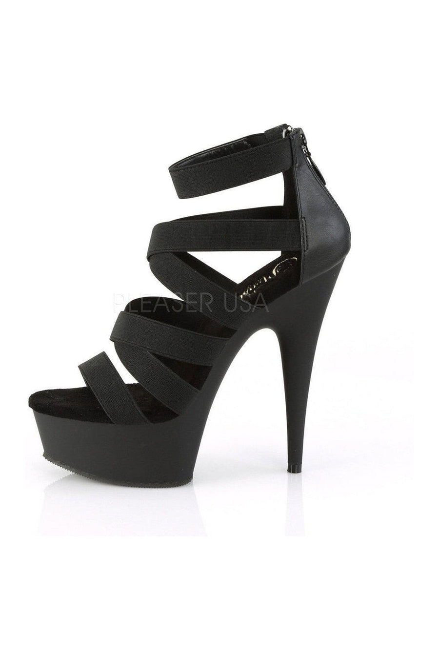 Pleaser DELIGHT-659 Platform Sandal in Black Faux Leather