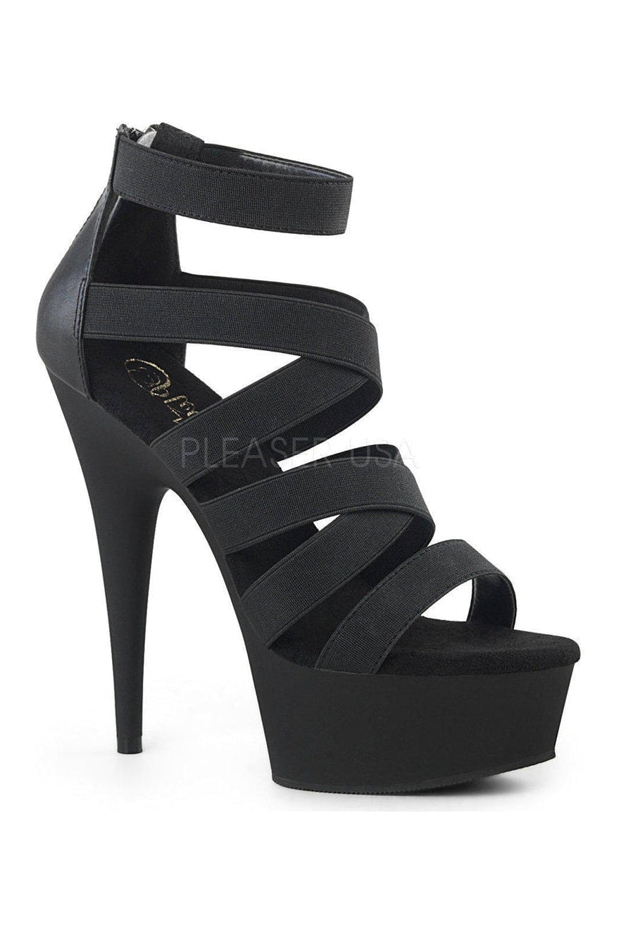 DELIGHT-659 Platform Sandal | Black Elastic-Pleaser-SEXYSHOES.COM