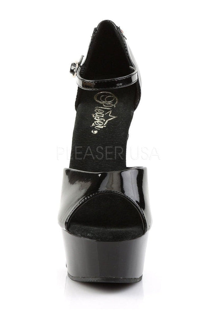 Pleaser DELIGHT-660FH Platform Sandal in Black Patent