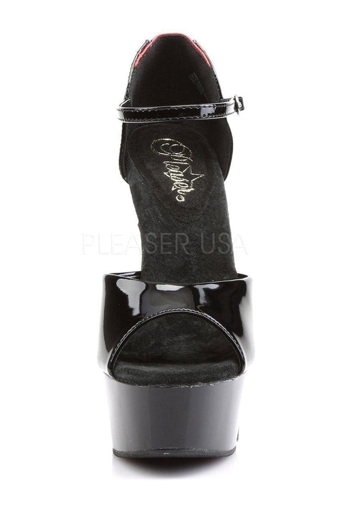 DELIGHT-660FH Platform Sandal | Black Patent-Pleaser-Sandals-SEXYSHOES.COM