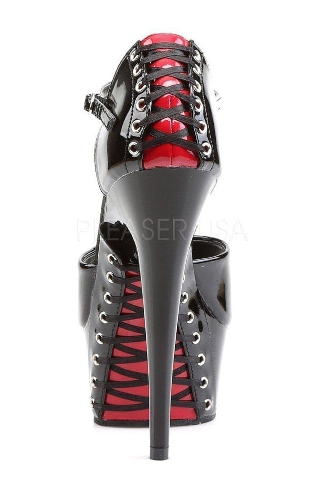 Pleaser DELIGHT-660FH Platform Sandal in Black Patent