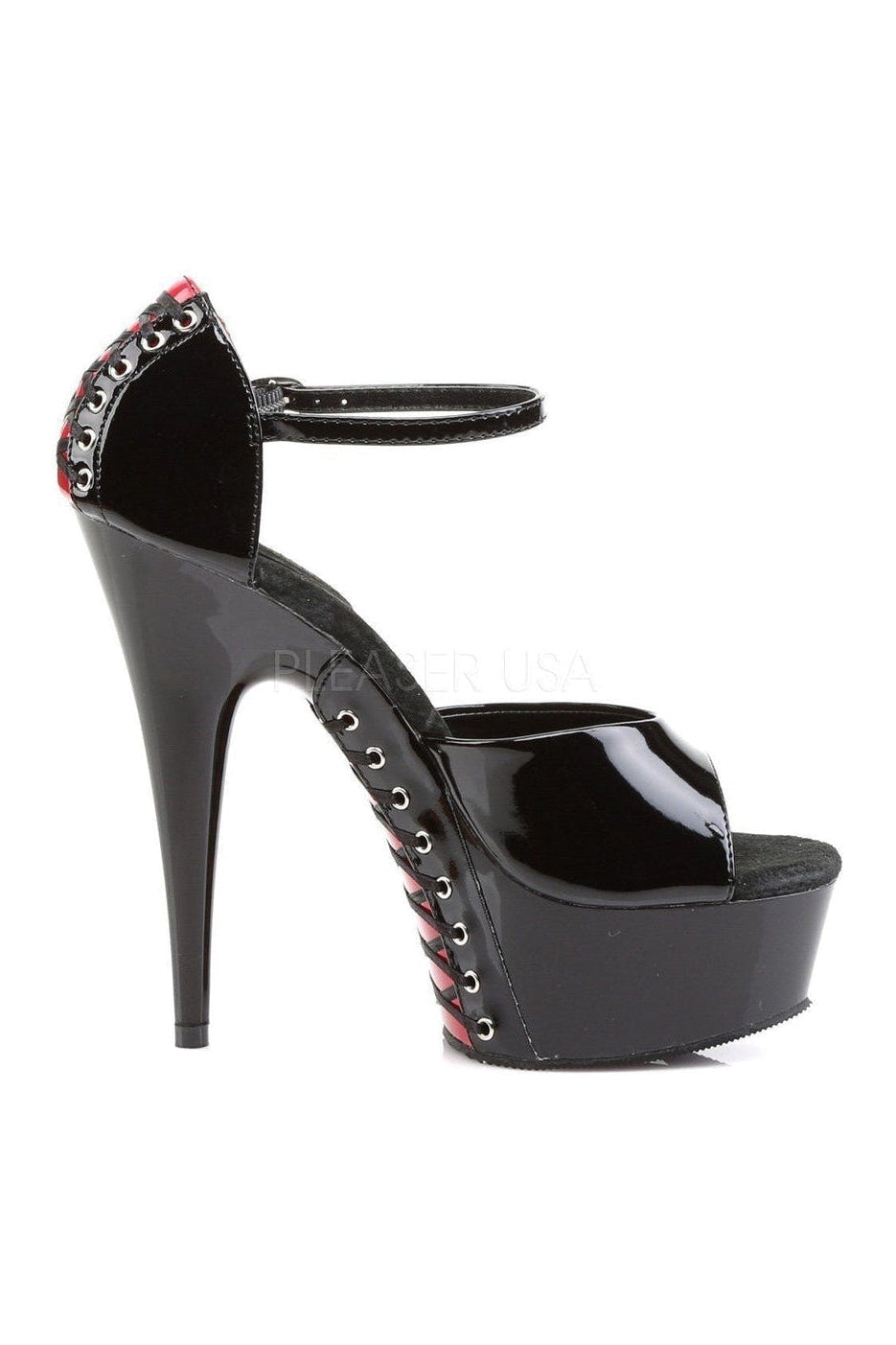 Pleaser DELIGHT-660FH Platform Sandal in Black Patent