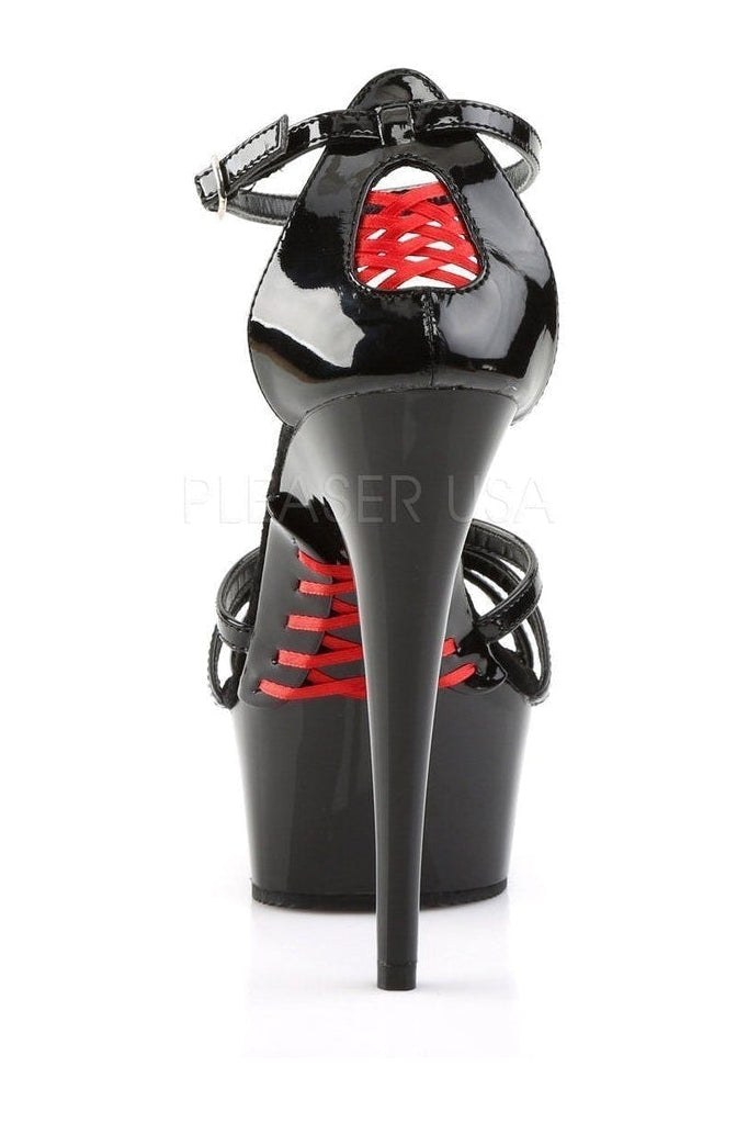 DELIGHT-662 Platform Sandal | Black Patent-Pleaser-Sandals-SEXYSHOES.COM