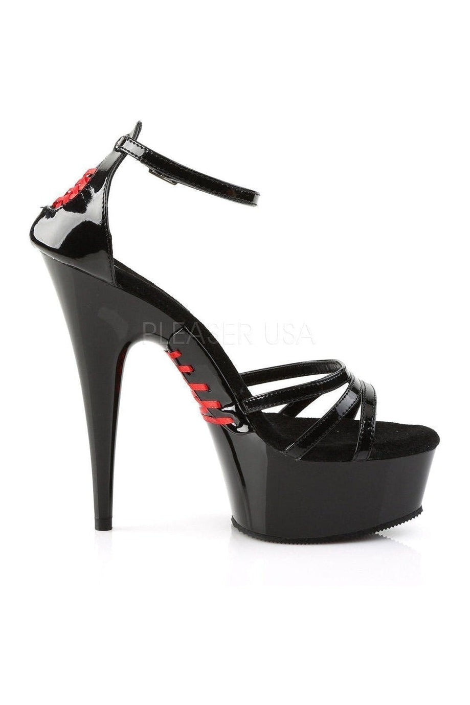 Pleaser DELIGHT-662 Platform Sandal in Black Patent