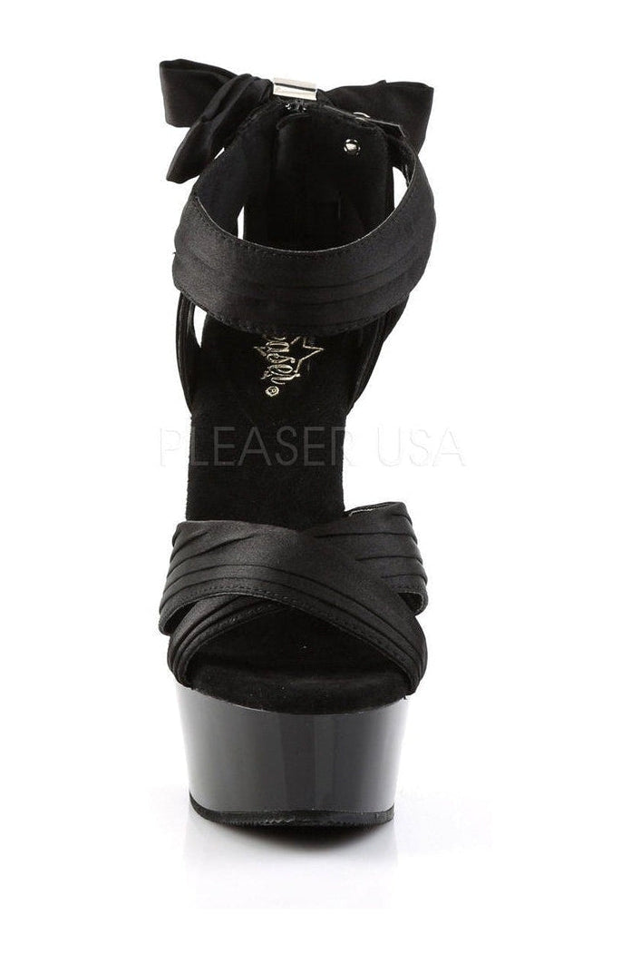 Pleaser DELIGHT-668 Platform Sandal in Black Satin