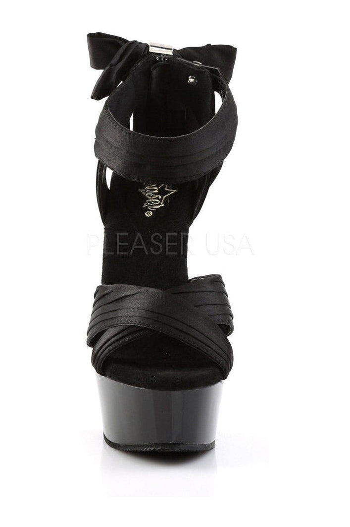 DELIGHT-668 Platform Sandal | Black Genuine Satin-Pleaser-Sandals-SEXYSHOES.COM