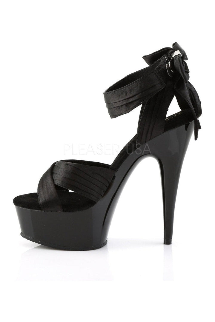 DELIGHT-668 Platform Sandal | Black Genuine Satin-Pleaser-Sandals-SEXYSHOES.COM