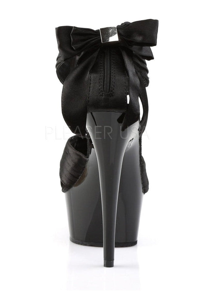 Pleaser DELIGHT-668 Platform Sandal in Black Satin