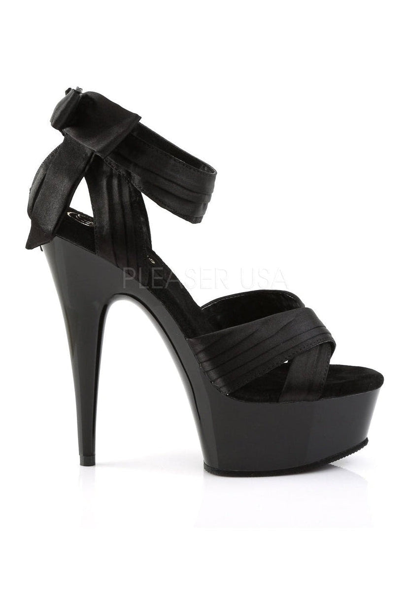 Pleaser DELIGHT-668 Platform Sandal in Black Satin