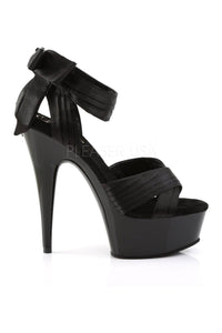 Pleaser DELIGHT-668 Platform Sandal in Black Satin
