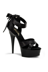 Pleaser DELIGHT-668 Platform Sandal in Black Satin from SexyShoes.com