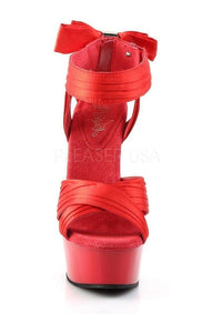 Pleaser DELIGHT-668 Platform Sandal in Red Satin