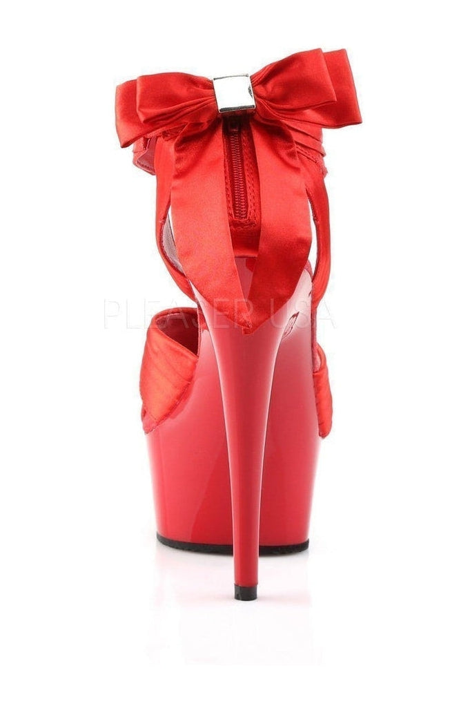 Pleaser DELIGHT-668 Platform Sandal in Red Satin