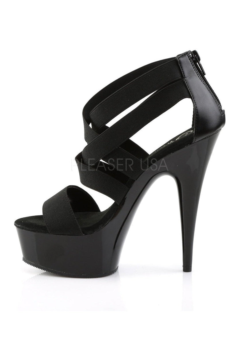 Pleaser DELIGHT-669 Platform Sandal in Black Faux Leather