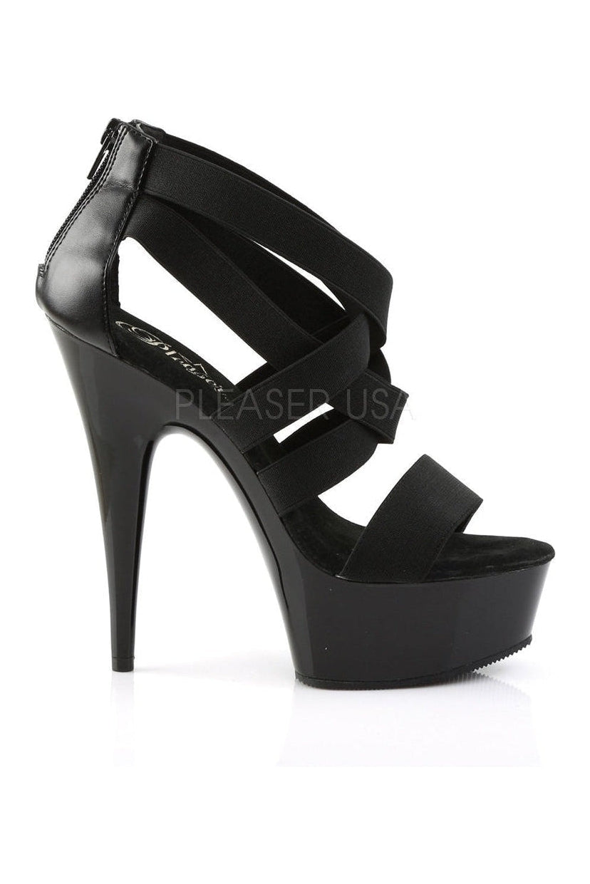 Pleaser DELIGHT-669 Platform Sandal in Black Faux Leather