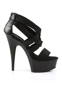 Pleaser DELIGHT-669 Platform Sandal in Black Faux Leather