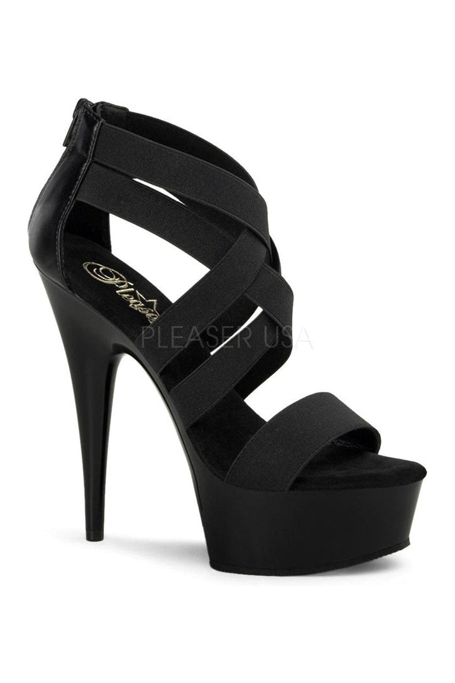 Pleaser DELIGHT-669 Platform Sandal in Black Faux Leather from SexyShoes.com