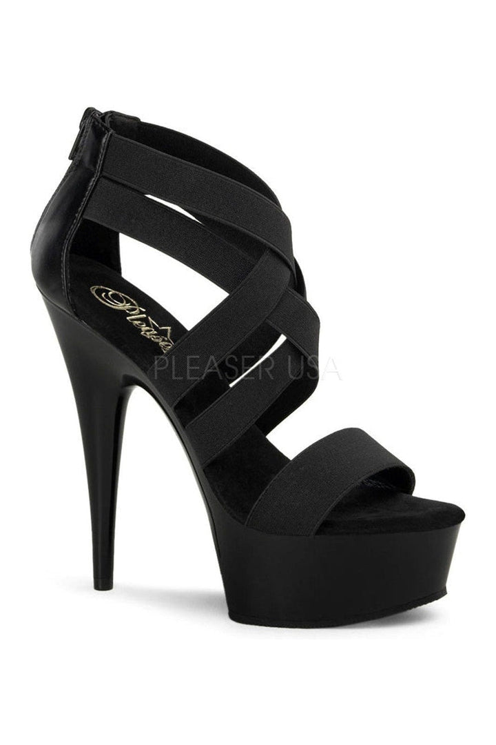 DELIGHT-669 Platform Sandal | Black elastic-Pleaser-Black-Sandals-SEXYSHOES.COM