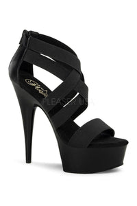 Pleaser DELIGHT-669 Platform Sandal in Black Faux Leather from SexyShoes.com