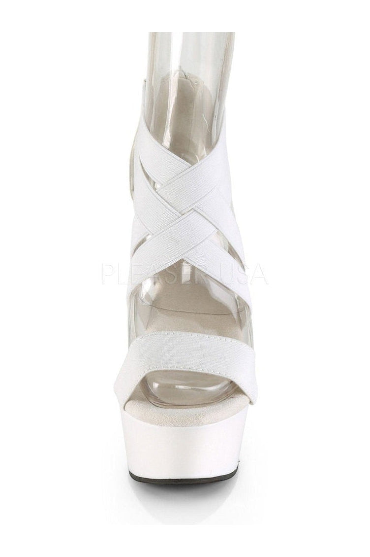 DELIGHT-669 Platform Sandal | White Elastic-Pleaser-SEXYSHOES.COM