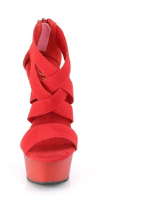 Pleaser DELIGHT-669 Platform Sandal in Red Faux Leather