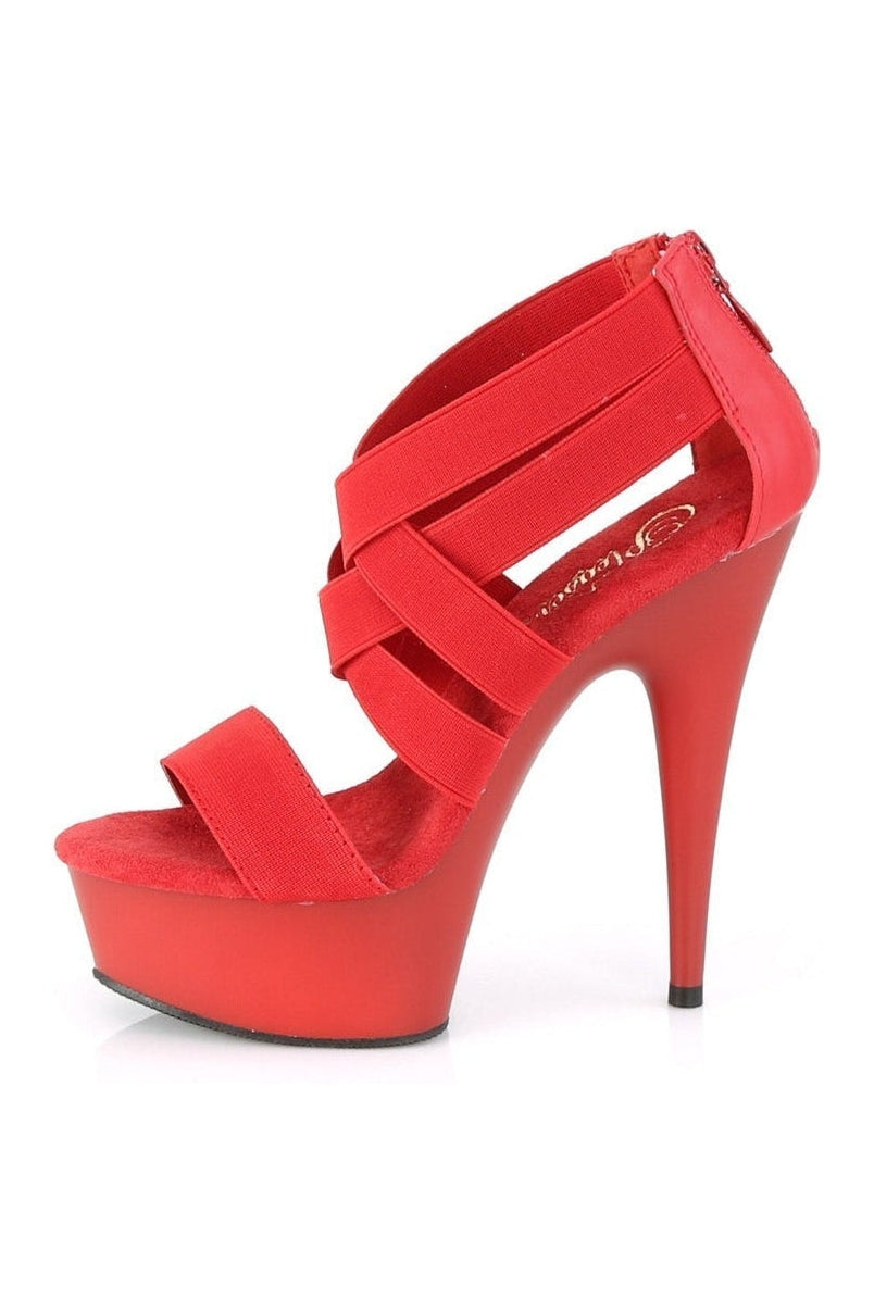 Pleaser DELIGHT-669 Platform Sandal in Red Faux Leather