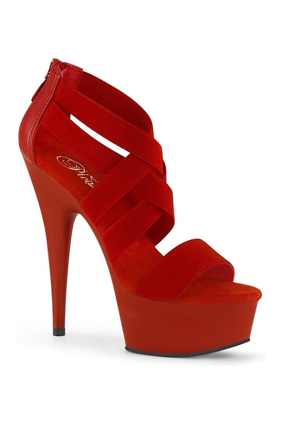 Pleaser DELIGHT-669 Platform Sandal in Red Faux Leather from SexyShoes.com