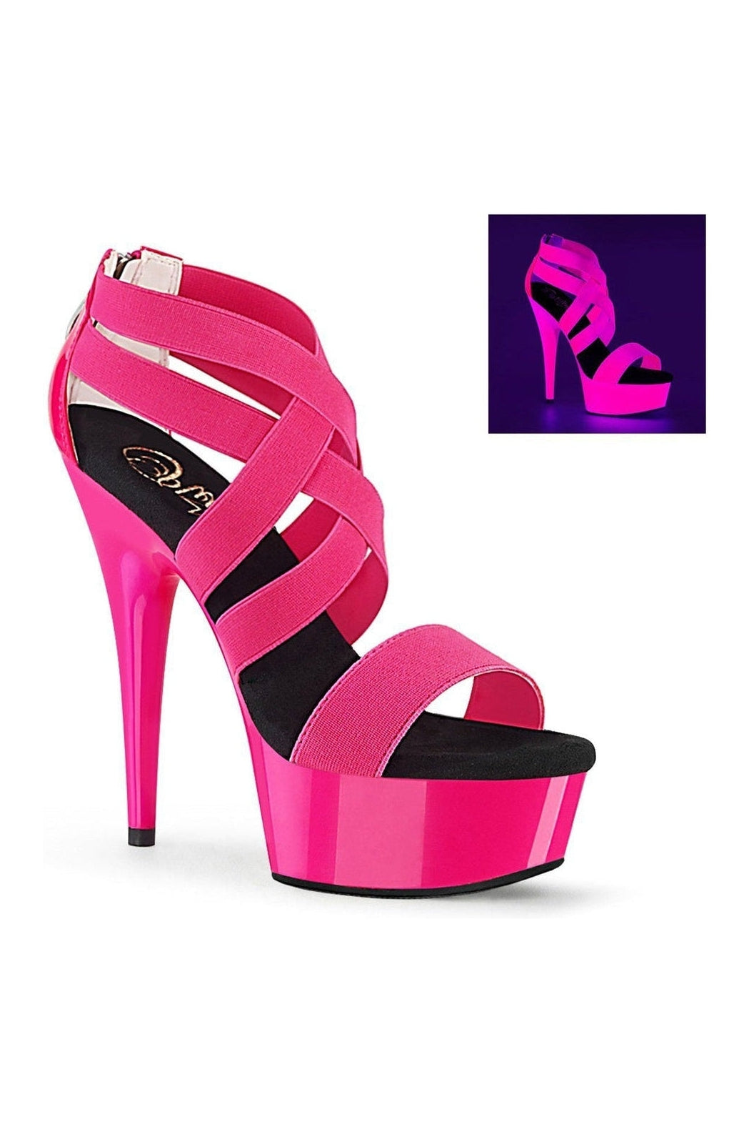 Pleaser DELIGHT-669UV Exotic Sandal in Fuchsia Patent from SexyShoes.com