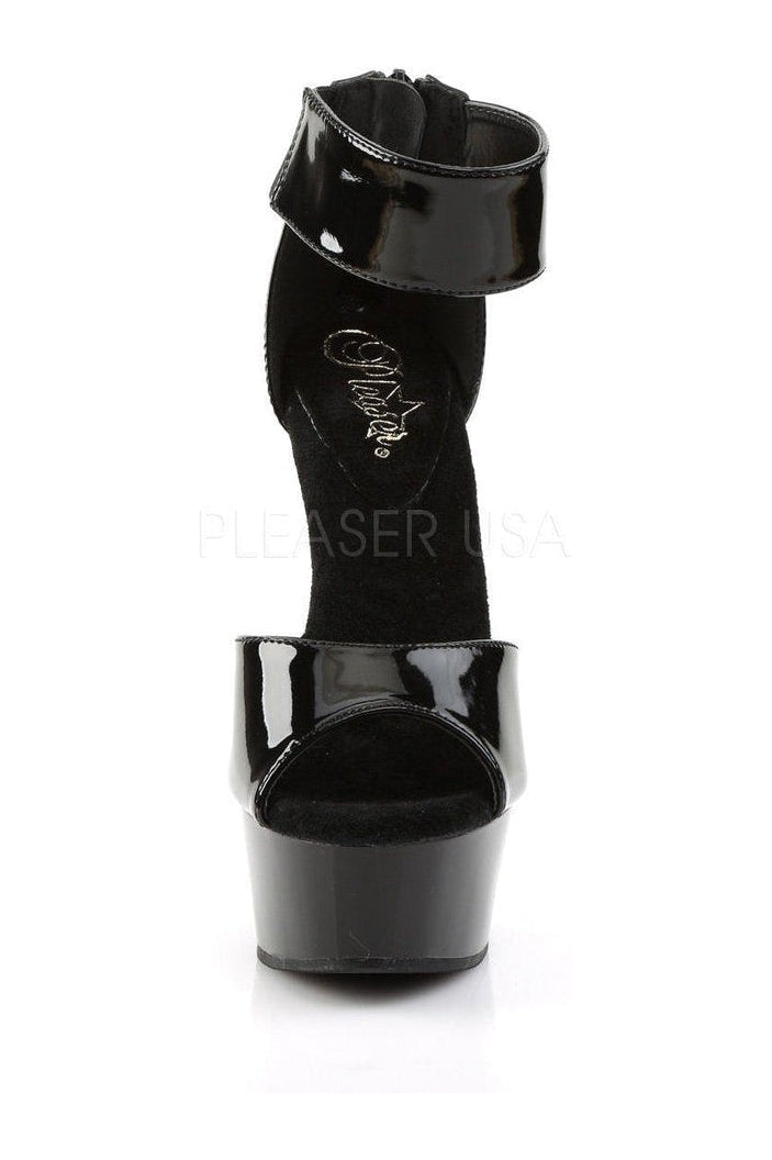 DELIGHT-670-3 Platform Sandal | Black Patent-Pleaser-Sandals-SEXYSHOES.COM