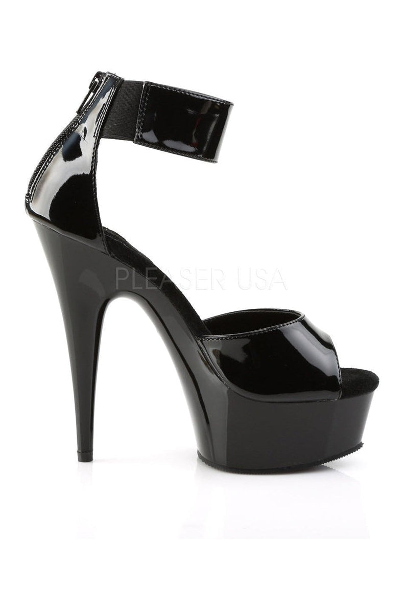 Pleaser DELIGHT-670-3 Platform Sandal in Black Patent