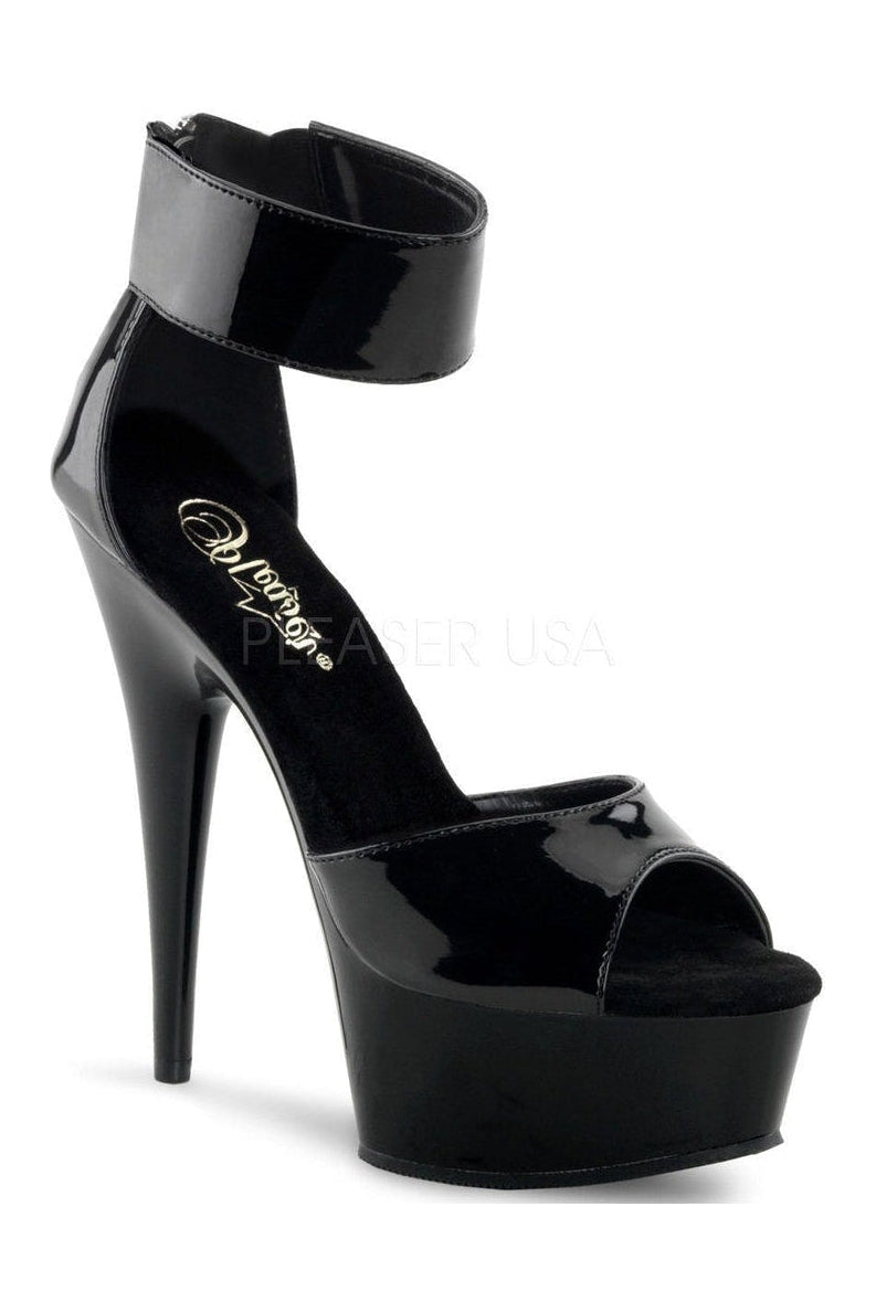 DELIGHT-670-3 Platform Sandal | Black Patent-Pleaser-Black-Sandals-SEXYSHOES.COM