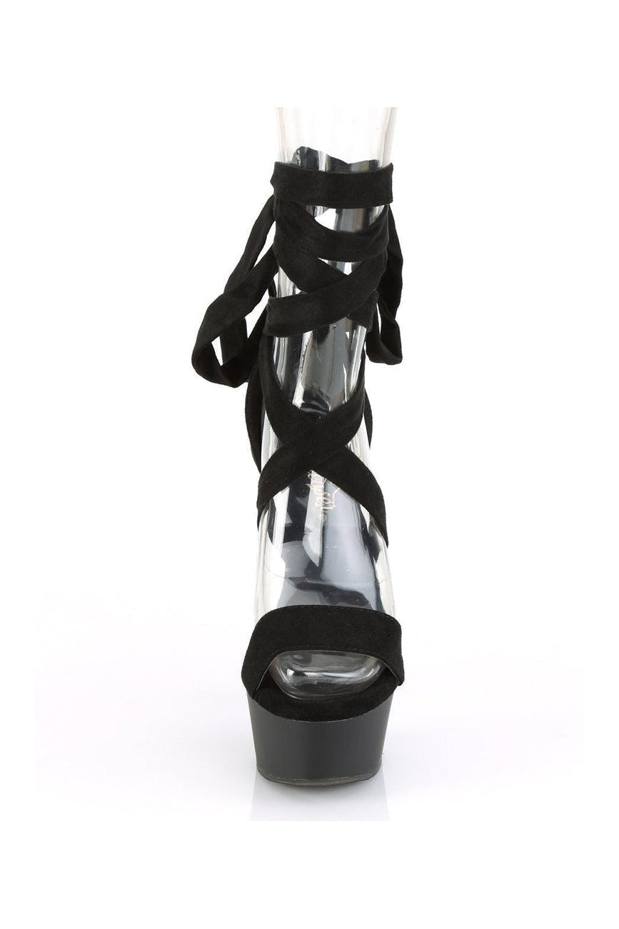 Pleaser DELIGHT-671 Exotic Platform Sandal in Black Faux Leather