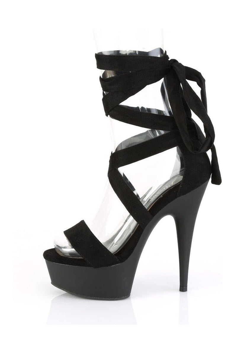 Pleaser DELIGHT-671 Exotic Platform Sandal in Black Faux Leather