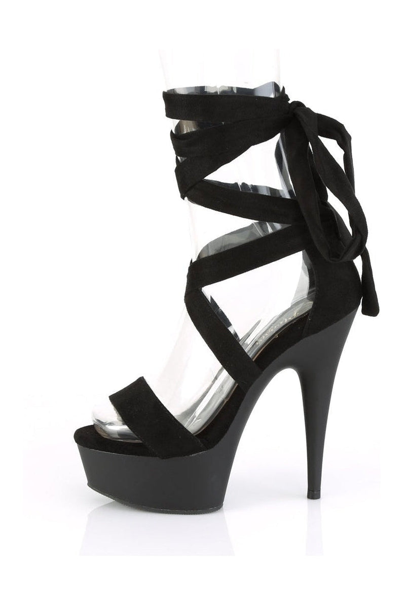 DELIGHT-671 Stripper Platform Sandal | Black Faux Leather-Pleaser-SEXYSHOES.COM