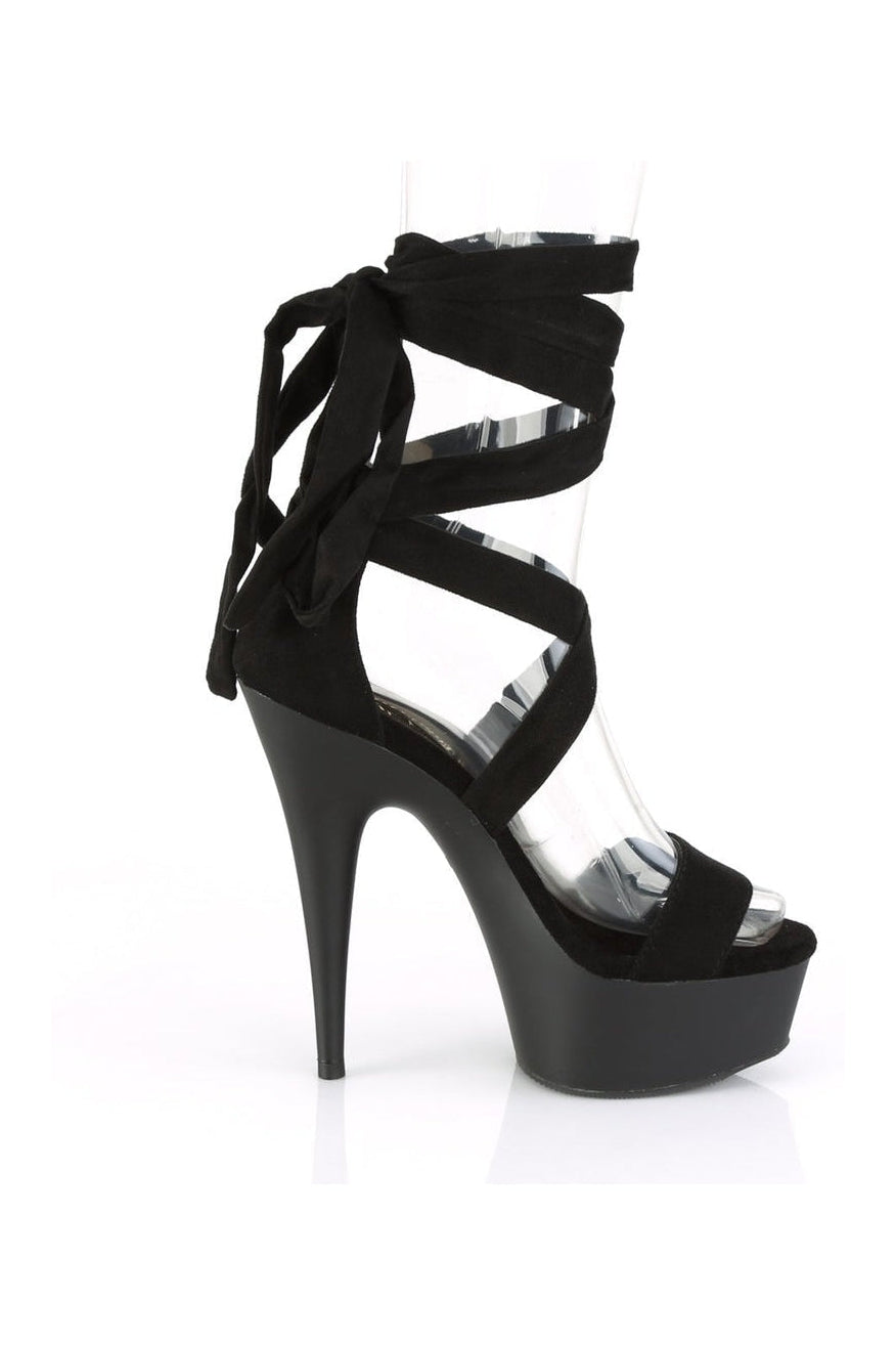 Pleaser DELIGHT-671 Exotic Platform Sandal in Black Faux Leather