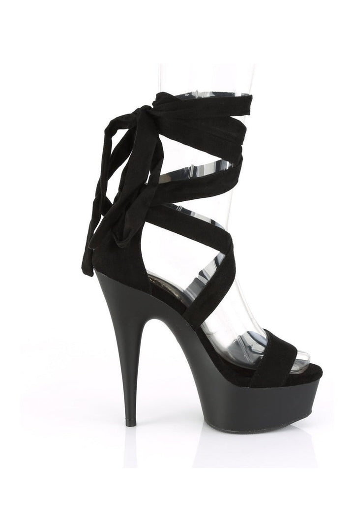 DELIGHT-671 Stripper Platform Sandal | Black Faux Leather-Pleaser-SEXYSHOES.COM