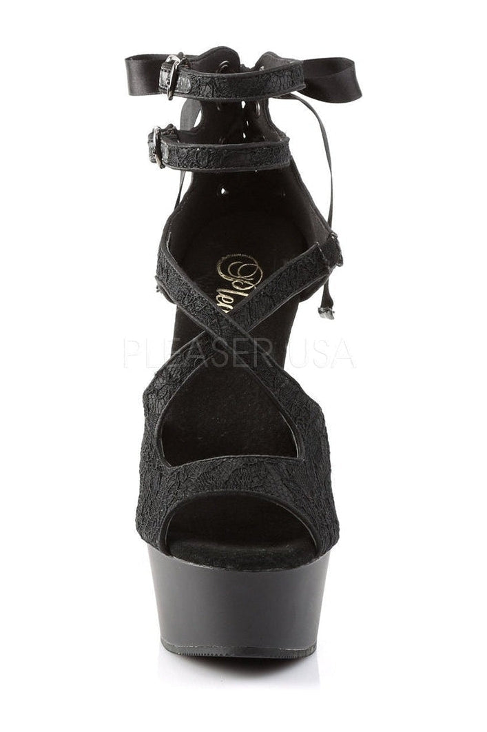 DELIGHT-678LC Platform Sandal | Black Fabric-Pleaser-Sandals-SEXYSHOES.COM