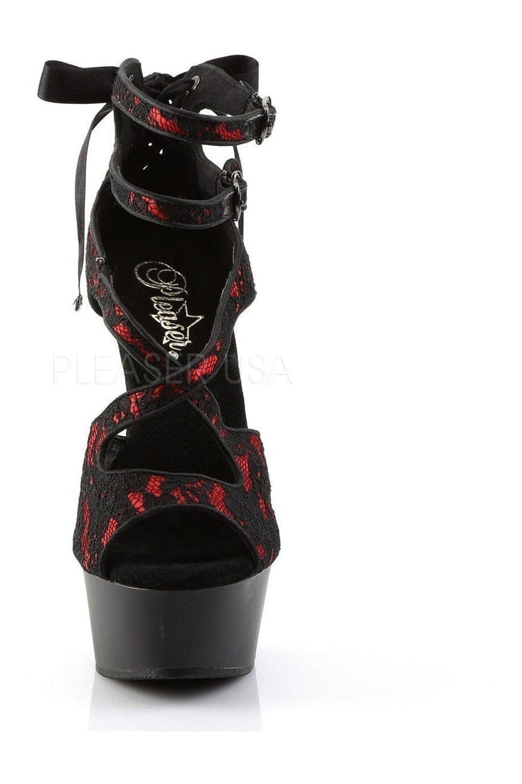 Pleaser DELIGHT-678LC Platform Sandal in Black Fabric